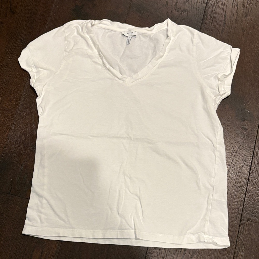 Reiss White V-Neck Women's Top Small